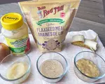 Three egg alternatives, applesauce, flax egg and mashed banana