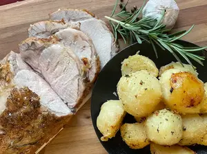 pork loin roast with potatoes