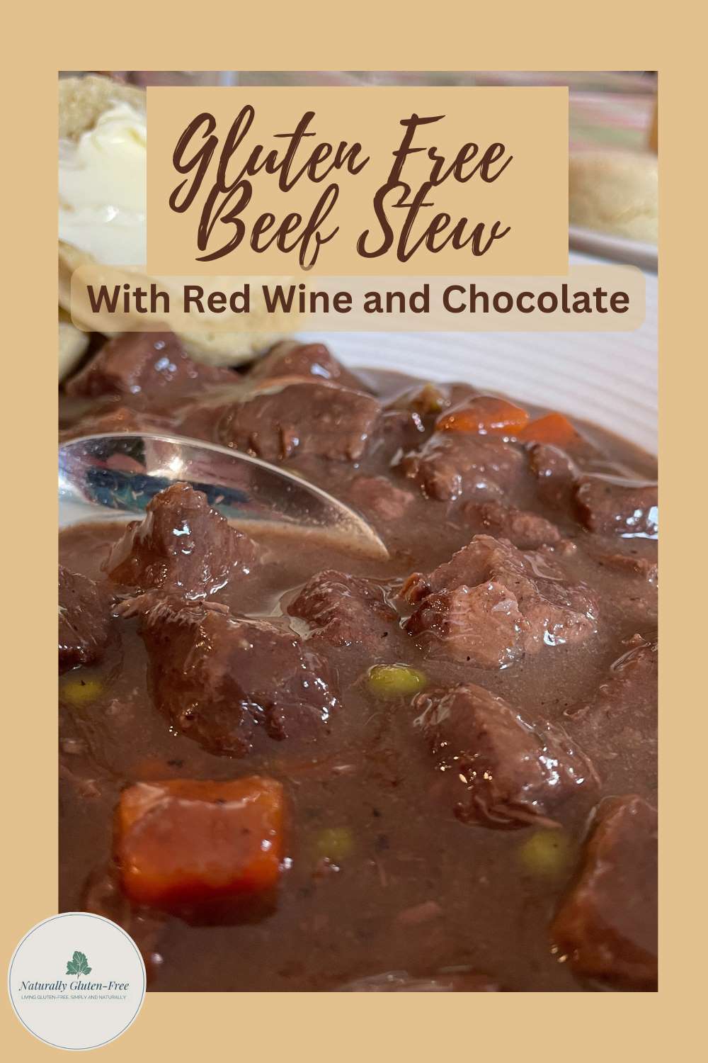 Pinterest image - Gluten Free Beef Stew with Red Wine and Chocolate