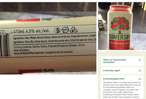 Can of Somersby Watermelon Cider showing wheat on the label
