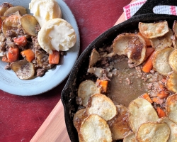 gluten free beef hotpot plated and in pan