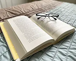 glasses on a book
