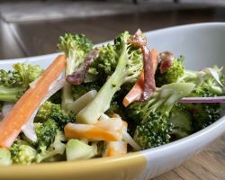 gluten free broccoli salad in bowl