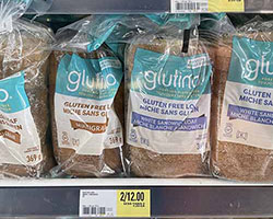 Glutino bread showing price