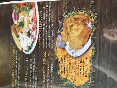 The Captain's Table menu