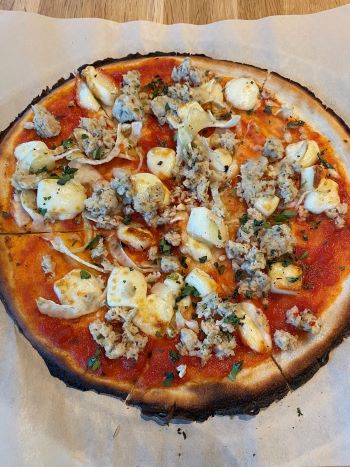 Chicken Sausage Pizza from True Food Kitchen Midtown Tampa