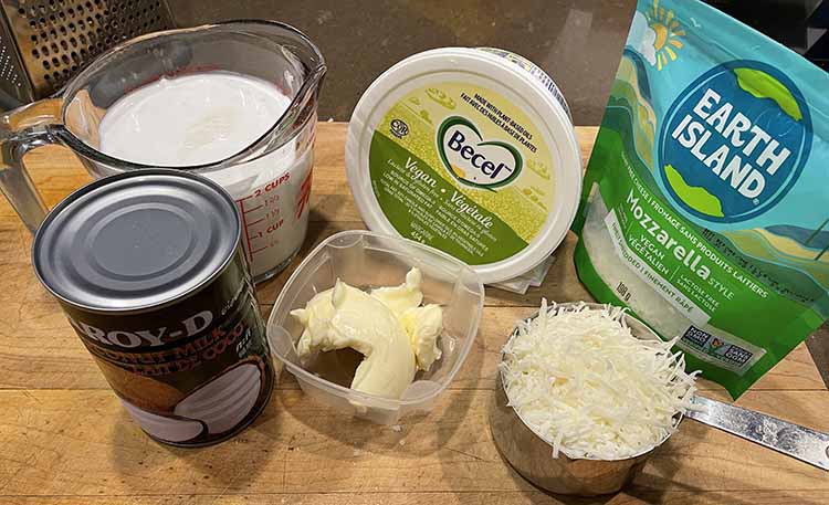 ingredients for dairy free gluten free fettuccine alfredo