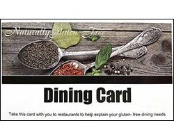 front of gluten-free dining card
