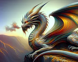 dragon perched on a rock with fire coming from nostrils