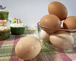 bowl of eggs with cupcakes