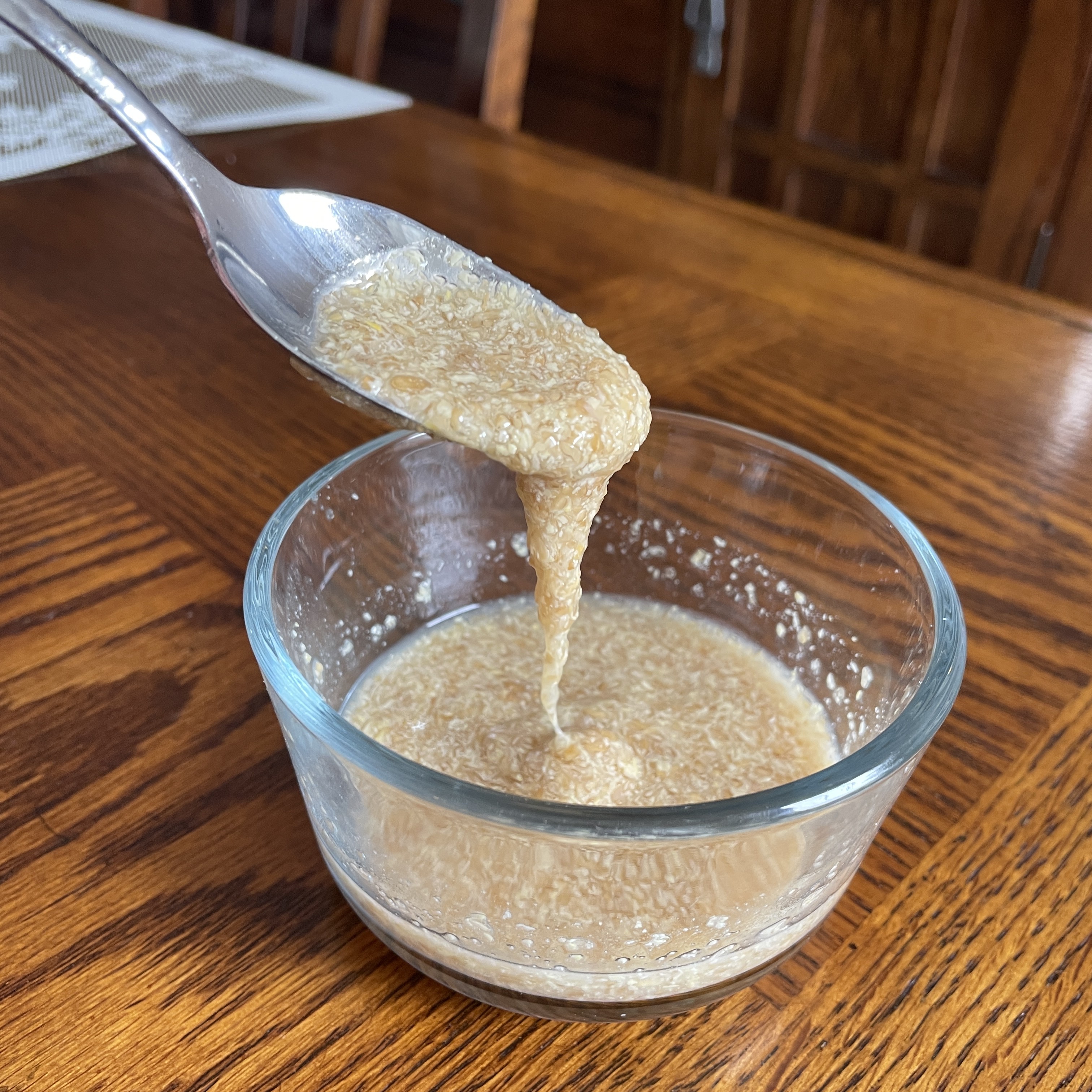 flax egg in glass bowl