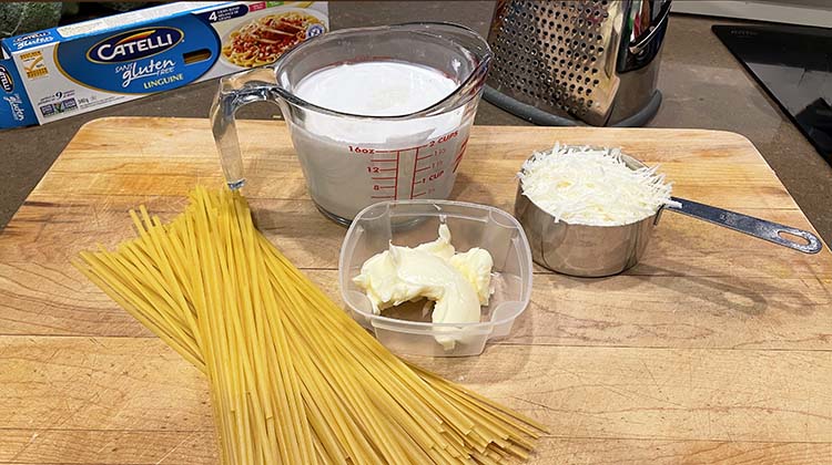 ingredients for gluten free fettuccine alfredo.