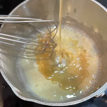 adding broth to roux for gluten-free gravy