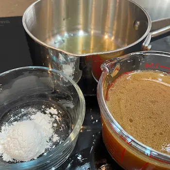 gluten-free gravy ingredients - drippings, flour, fat