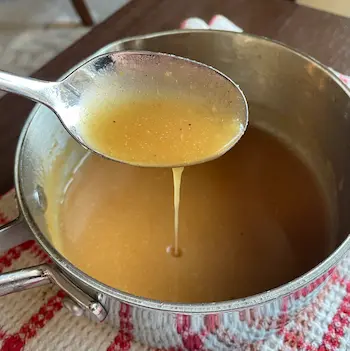finished gluten-free gravy on spoon