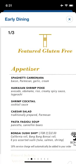 gluten free menu - Carnival Hub app gluten free menu - Carnival Hub app