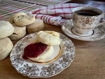 biscuits on a decorative plate with tea biscuits on a decorative plate with tea