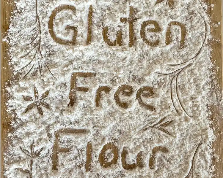 flour on a board with the test gluten free flour flour on a board with the test gluten free flour