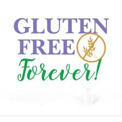 gluten free themed t-shirt design with text saying gluten free forever