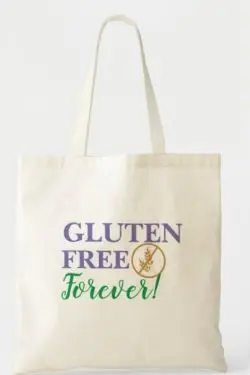gluten free themed tote bag with text - gluten free forever
