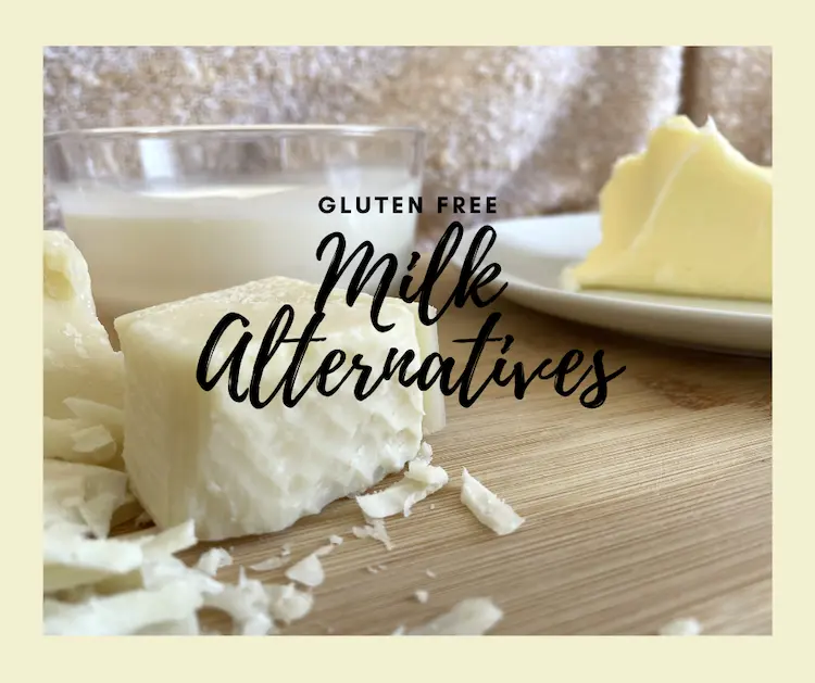 cheese and milk with the text "gluten free milk alternatives.