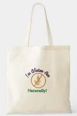 gluten free themed tote bag with text - I'm gluten free, naturally