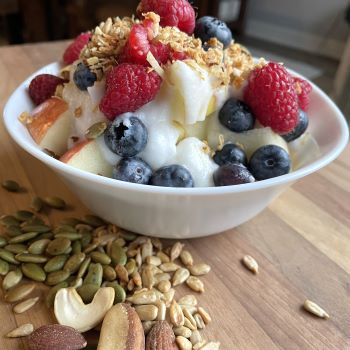 Maple nut granola over yogurt and fruit