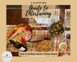Gluten Free Guide to Entertaining - table set with Mexican dinner. Text gluten free guide to entertaining. How to feed a celiac guest. Gluten Free Guide to Entertaining - table set with Mexican dinner. Text gluten free guide to entertaining. How to feed a celiac guest.