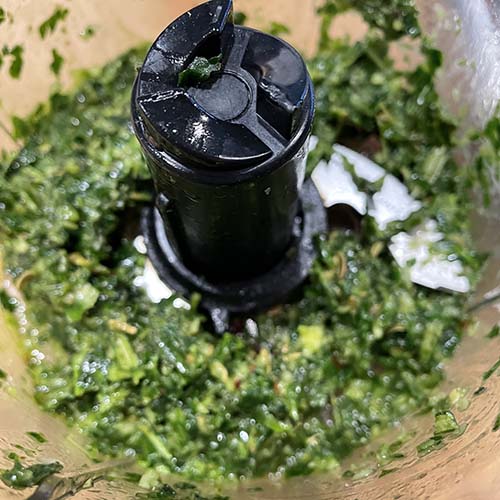 herb paste in the blender
