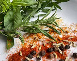 colourful herbs and spices