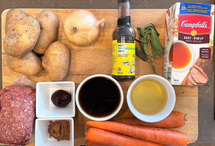 Ingredients for gluten free beef hotpot