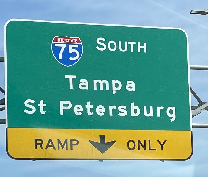 I-75 Tampa, St. Petersburg Highway Sign I-75 Tampa, St. Petersburg Highway Sign