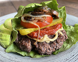 lettuce burger with toppings
