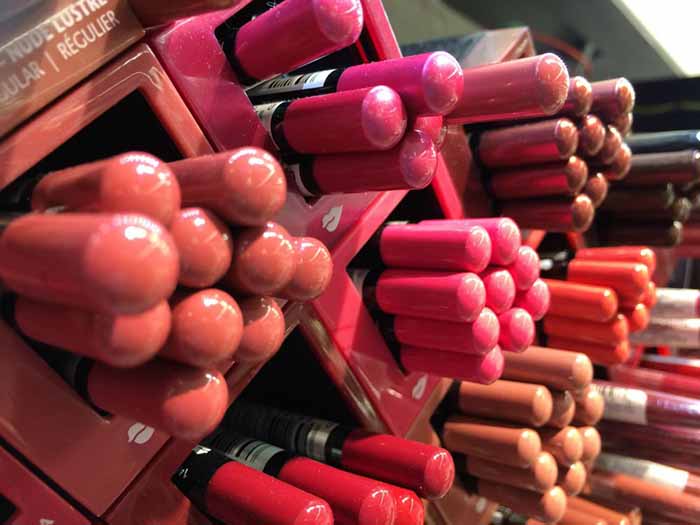 Lip liners in a drugstore display