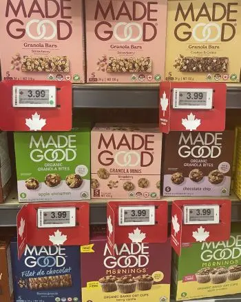 Made Good gluten-free snacks on grocery shelves Made Good gluten-free snacks on grocery shelves