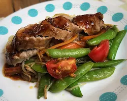 maple glazed pork tenderloin with vegetable stir fry