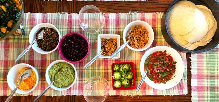 table set with gluten free Mexican foods. table set with gluten free Mexican foods.