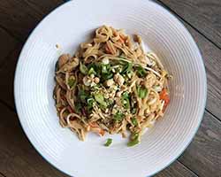 pad thai on a white plate