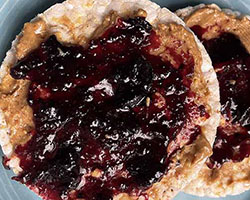 rice cake with peanut butter and jam