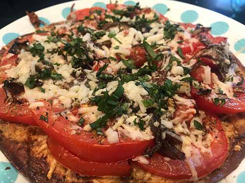 gluten-free personal pizza made on a wrap. gluten-free personal pizza made on a wrap.