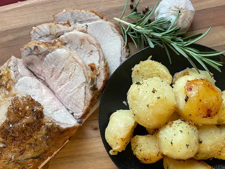 pork loin roast with potatoes