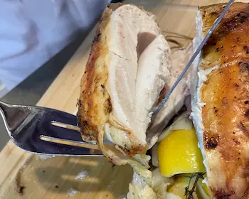 removing breast from roasted chicken
