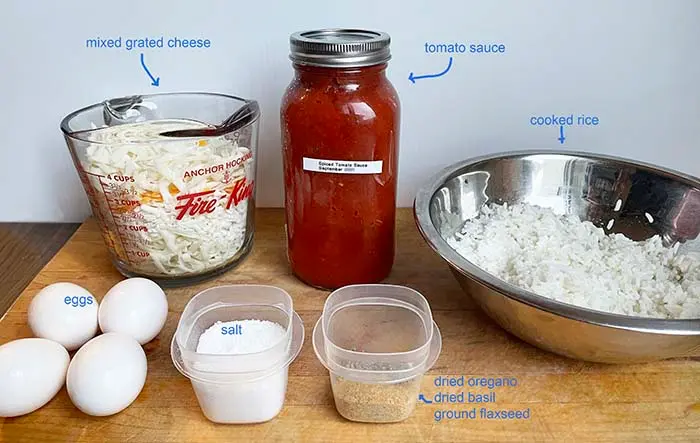 Ingredients for rice crust pizza