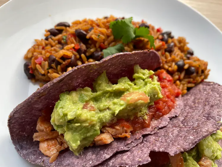 roast pork on a taco shell