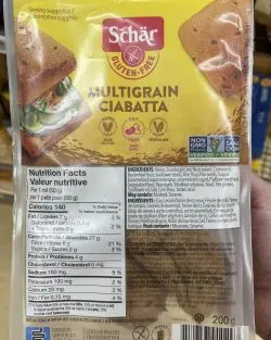 Schar gluten free multigrain ciabatta