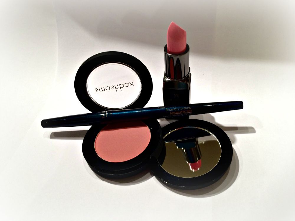 gluten-free skin care: Open Smashbox blush with lipstick and eyeliner.