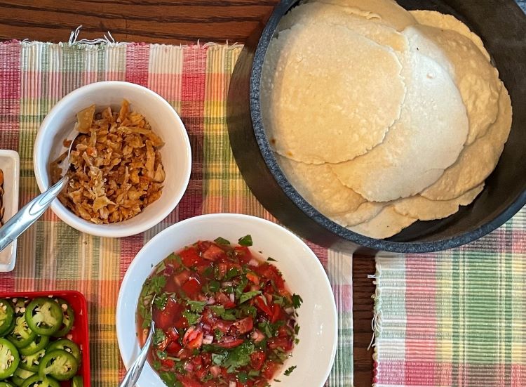 corn tortillas with salsa and jalepenos corn tortillas with salsa and jalepenos