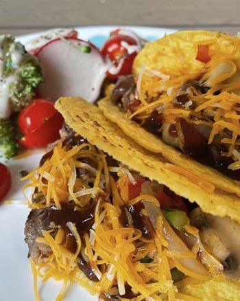 steak tacos with side salad