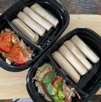 packed lunch in plastic containers