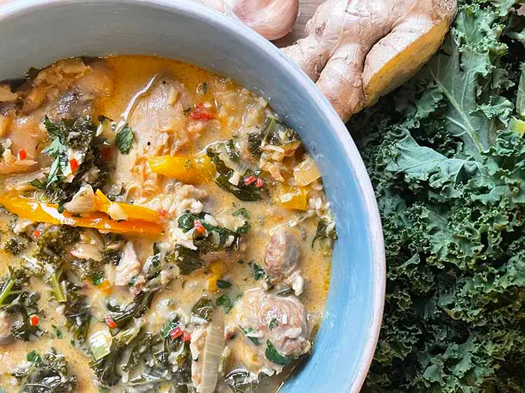 overhead shot thai chicken curry overhead shot thai chicken curry
